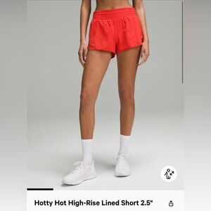 NWOT Lululemon Hotty Hot High-Rise Lined Short 2.5”, Dark Red, 6